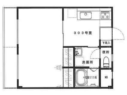 シャルム宮原(1DK/3階)の間取り写真