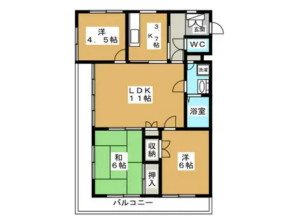 オブリガード八幡山(3LDK/3階)の間取り写真