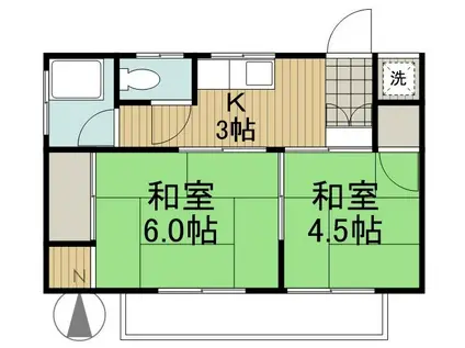 ハウス泉(2K/2階)の間取り写真