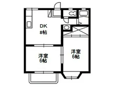 グランドールA(2DK/2階)の間取り写真