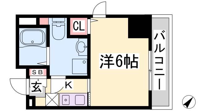 エトワール王子(1K/4階)の間取り写真