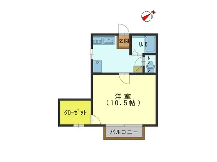 サントピアひばり(1DK/2階)の間取り写真