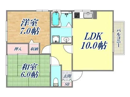 コンフォ大寿(2LDK/1階)の間取り写真