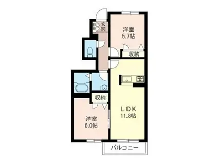 リバーサイドA(2LDK/1階)の間取り写真