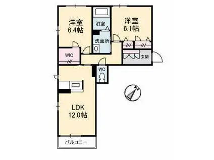 シャーメゾン ベルクムント(2LDK/3階)の間取り写真