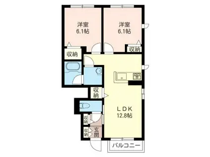 チェスナッツメゾンII(2LDK/1階)の間取り写真