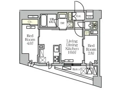NOGATA RESIDENCE(2LDK/5階)の間取り写真