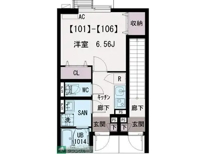 イクシオ江北(1K/1階)の間取り写真