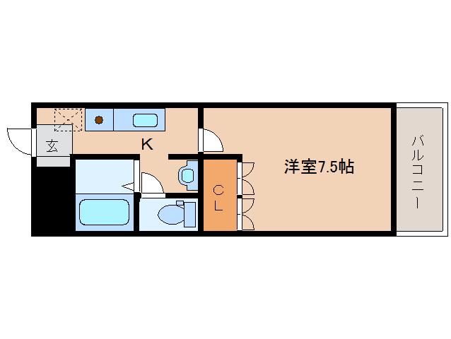 ウィンディヴィレッジ(1K/2階)の間取り写真