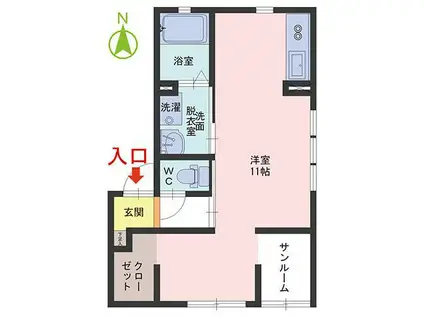 リブフラット門前(ワンルーム/1階)の間取り写真