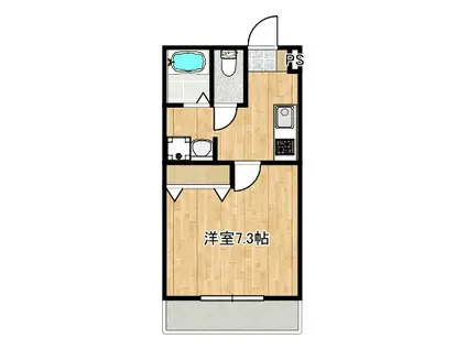 ミレネール中原B棟(1K/2階)の間取り写真