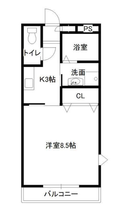 シャローム(1K/3階)の間取り写真