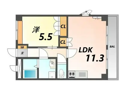 メゾンミルキーウェイI(1LDK/2階)の間取り写真