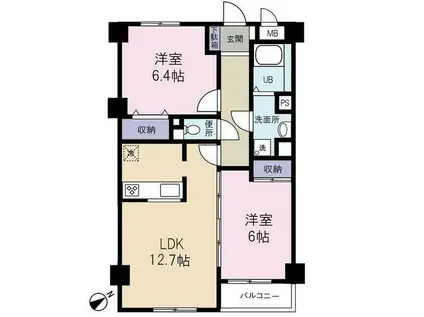 KING・DAD(2LDK/1階)の間取り写真