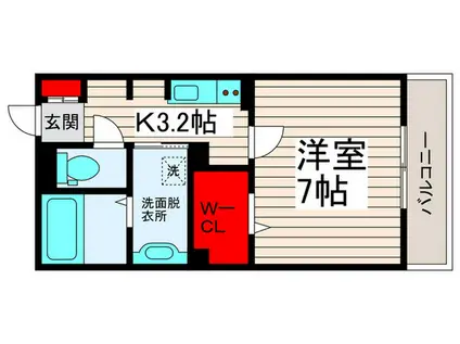 クレール ド ルネ(1K/1階)の間取り写真