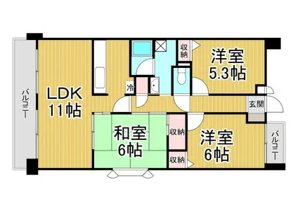 阪急神戸線 武庫之荘駅 徒歩18分 5階建 築28年(3LDK/4階)の間取り写真