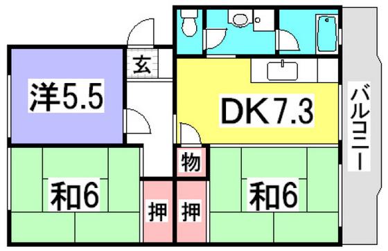 山根マンション(3DK/3階)の間取り写真