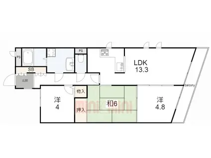 メゾン新御影(3LDK/5階)の間取り写真