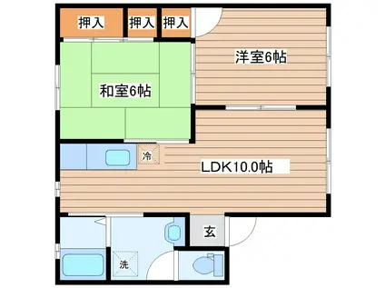 KMD弐番館(2LDK/1階)の間取り写真