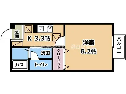 上萱の園(1K/1階)の間取り写真