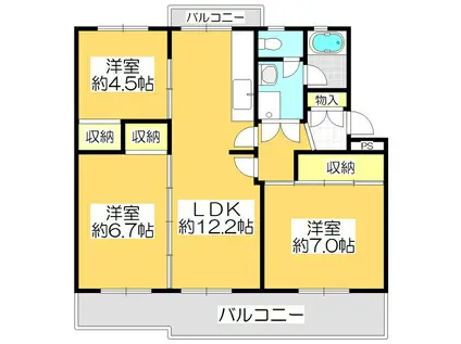 ヴィラナリー屋島 5号棟(3LDK/5階)の間取り写真
