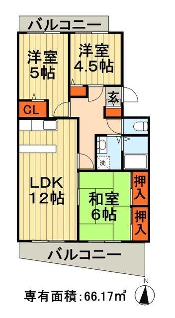 エコガーデンC(3LDK/3階)の間取り写真