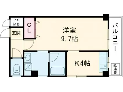アルファKII(1K/2階)の間取り写真