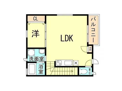 アリビア太寺(1LDK/2階)の間取り写真