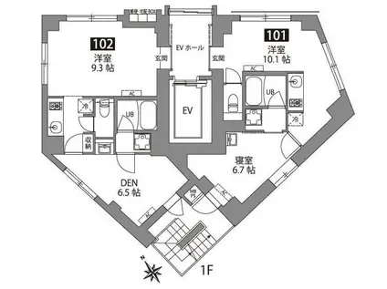 ファブリック東長崎レジデンス(1SK/1階)の間取り写真