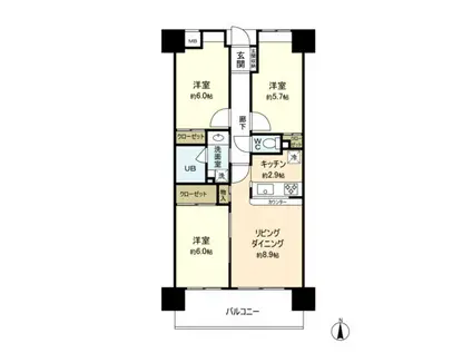 MFPRコート宮町(3LDK/4階)の間取り写真