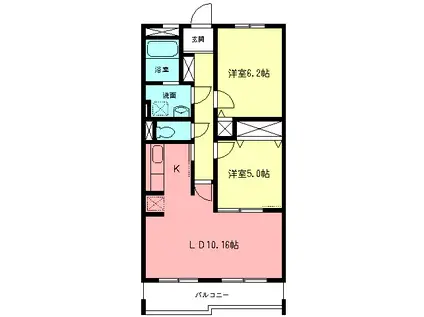 サニーガーデン(2LDK/2階)の間取り写真