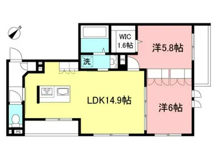 ホワイト イン ブラック(2LDK/3階)の間取り写真