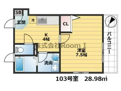 ピュアメゾン 旭化成ヘーベルメゾンHEBEL HAUS(1K/1階)の間取り写真