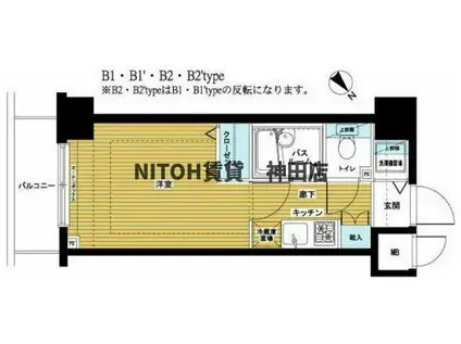 トーシンフェニックス日本橋イースト(1K/2階)の間取り写真