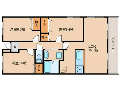 エクレール西井(3LDK/4階)の間取り写真