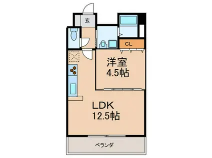 E.POPULARII(1LDK/3階)の間取り写真