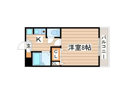 愛宕橋ハイツ(1K/3階)の間取り写真