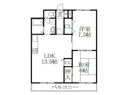 アイカピアI番館(2LDK/3階)の間取り写真