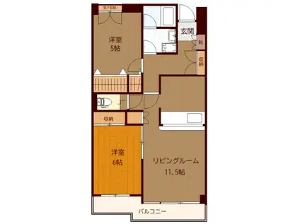 プロスペリアつくば(2LDK/1階)の間取り写真