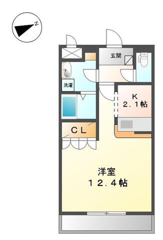 ウエストHILLS壱番館(1K/1階)の間取り写真