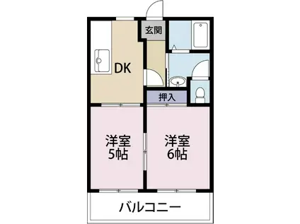 プランドゥール月ノ輪B(2DK/1階)の間取り写真