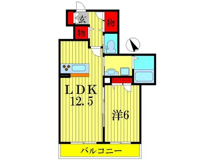 ラフィーネ柏中央(1LDK/2階)の間取り写真