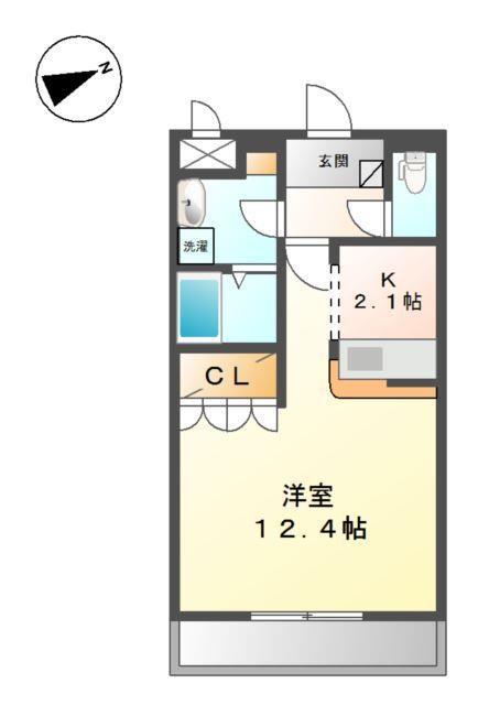 ウエストHILLS壱番館(1K/1階)の間取り写真