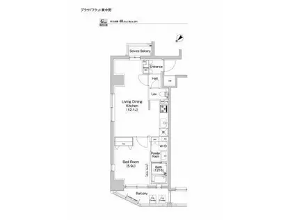 プラウドフラット東中野(1LDK/8階)の間取り写真