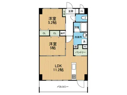 ルシアン首里大名(2LDK/5階)の間取り写真