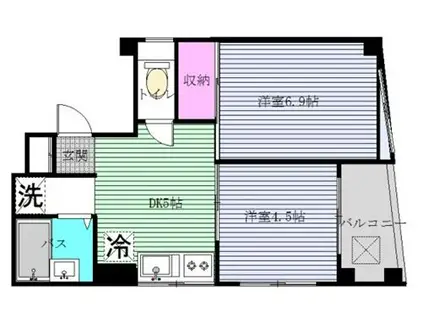 ヒロックオガワ(2DK/2階)の間取り写真