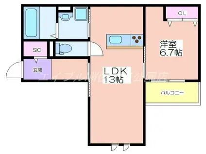 カーサカルド(1LDK/3階)の間取り写真