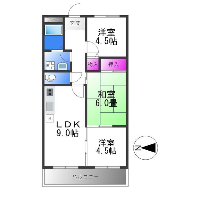 カーサフィオーレ弐番館(3LDK/2階)の間取り写真