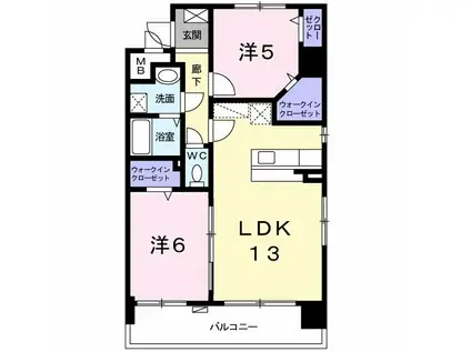スカイシャトレ空港南(2LDK/4階)の間取り写真