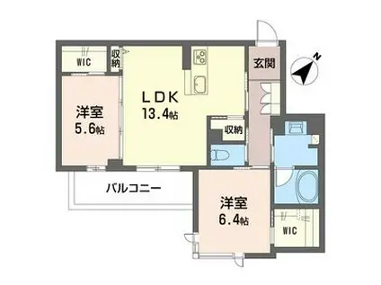 カムイ チセ(2LDK/2階)の間取り写真
